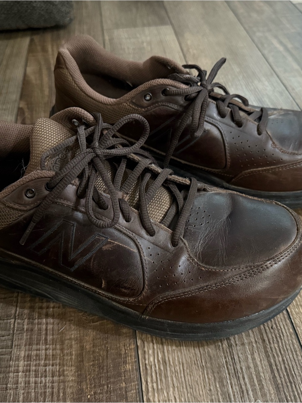 New Balance Brown Leather Lace-Up Sneakers